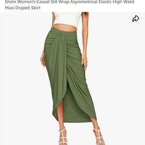 Shein Green Maxi Draped Skirt